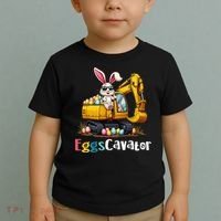 Eggs Cavator Easter Bunny Excavator Easter Toddler T-Shirt thumb 2