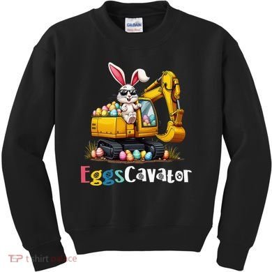 Eggs Cavator Easter Bunny Excavator Easter Kids Sweatshirt