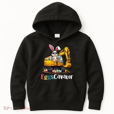 Eggs Cavator Easter Bunny Excavator Easter Kids Hoodie