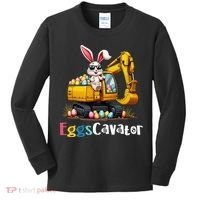 Eggs Cavator Easter Bunny Excavator Easter Kids Long Sleeve Shirt thumb 0