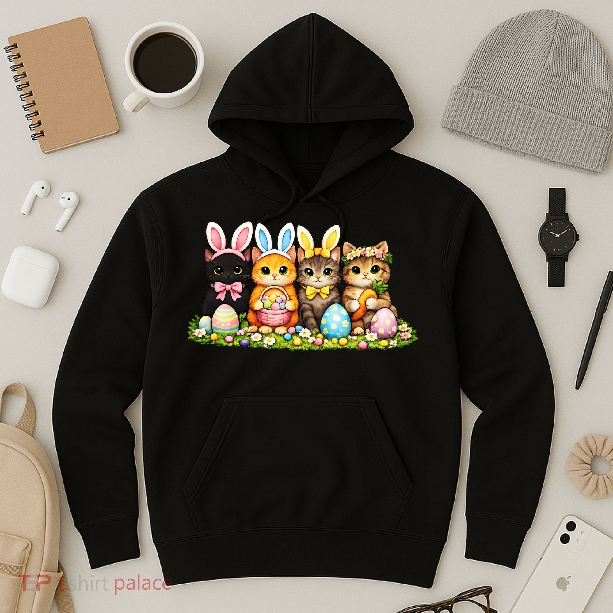 Easter Cats Ears Bunny Eggs Hoodie