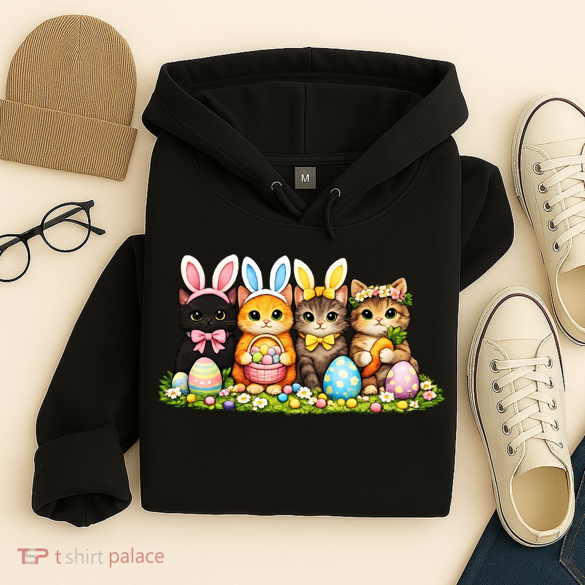 Easter Cats Ears Bunny Eggs Hoodie