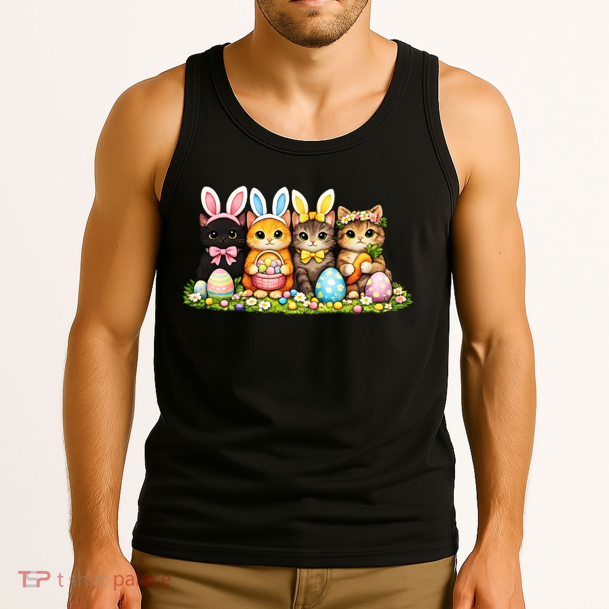 Easter Cats Ears Bunny Eggs Tank Top