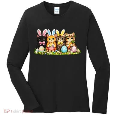 Easter Cats Ears Bunny Eggs Women's Long Sleeve Shirt