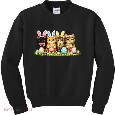 Easter Cats Ears Bunny Eggs Kids Sweatshirt