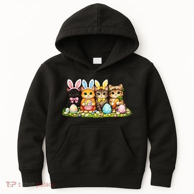 Easter Cats Ears Bunny Eggs Kids Hoodie