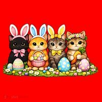 Easter Cats Ears Bunny Eggs Santa Hat thumb 1