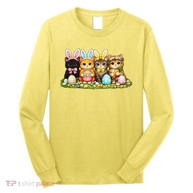 Easter Cats Ears Bunny Eggs Long Sleeve Shirt