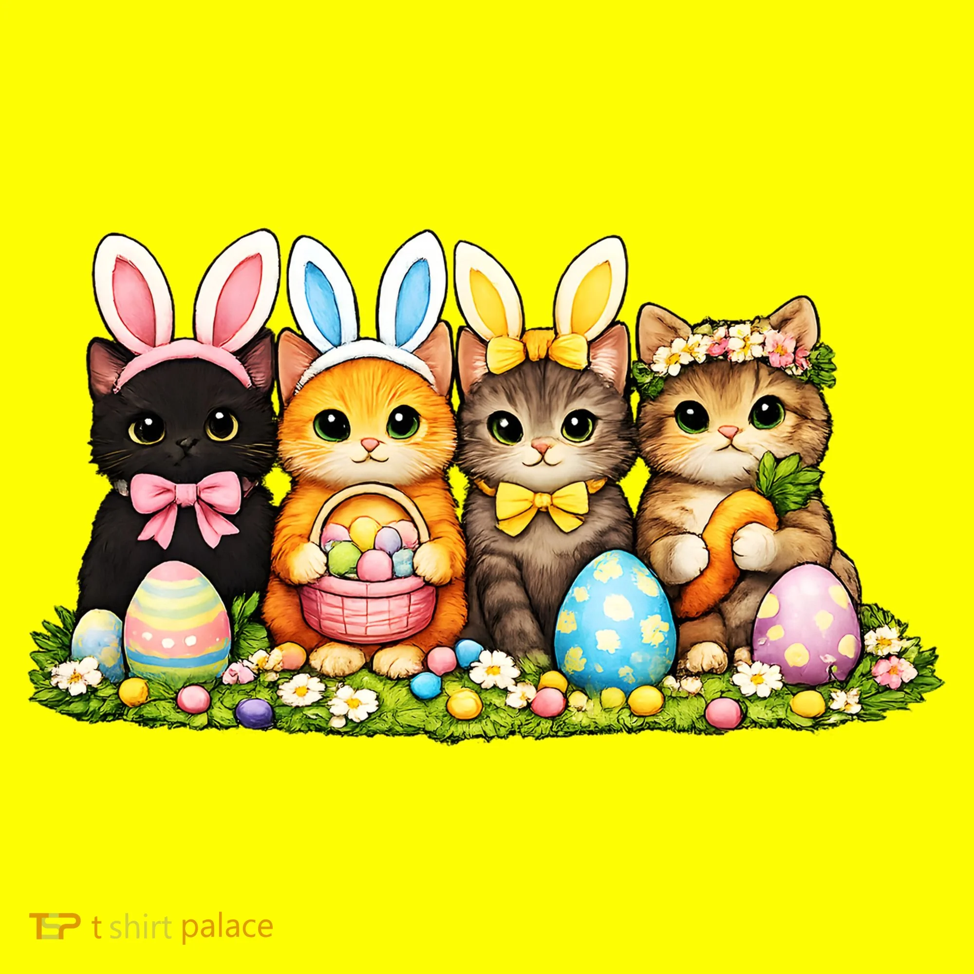 Easter Cats Ears Bunny Eggs Long Sleeve Shirt