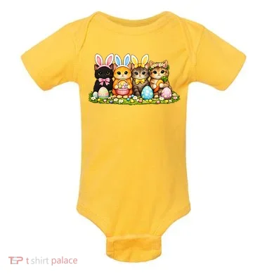 Easter Cats Ears Bunny Eggs Baby Bodysuit