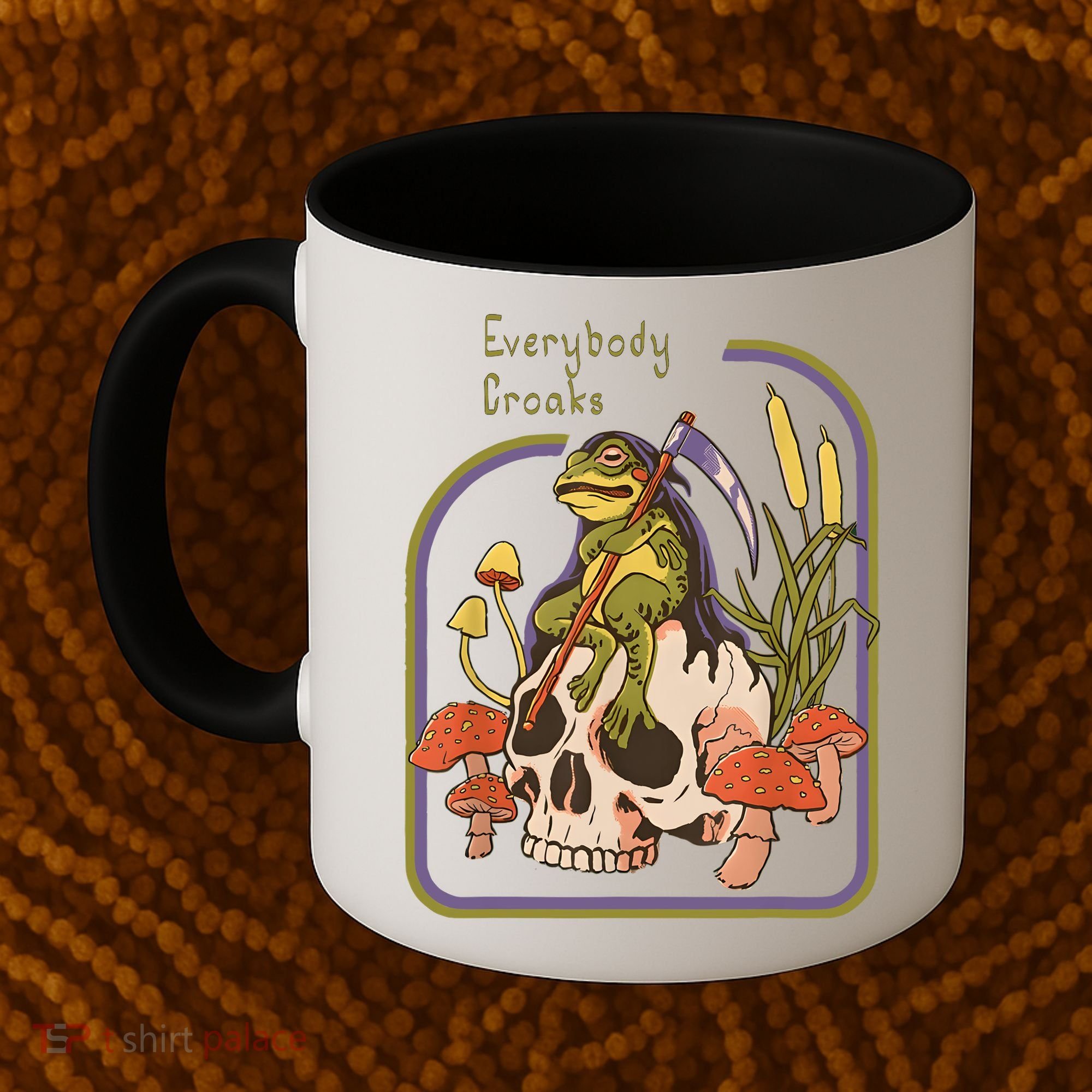 Everybody Croaks Frog Skull Mushroom Everybody Croak Coffee Mug