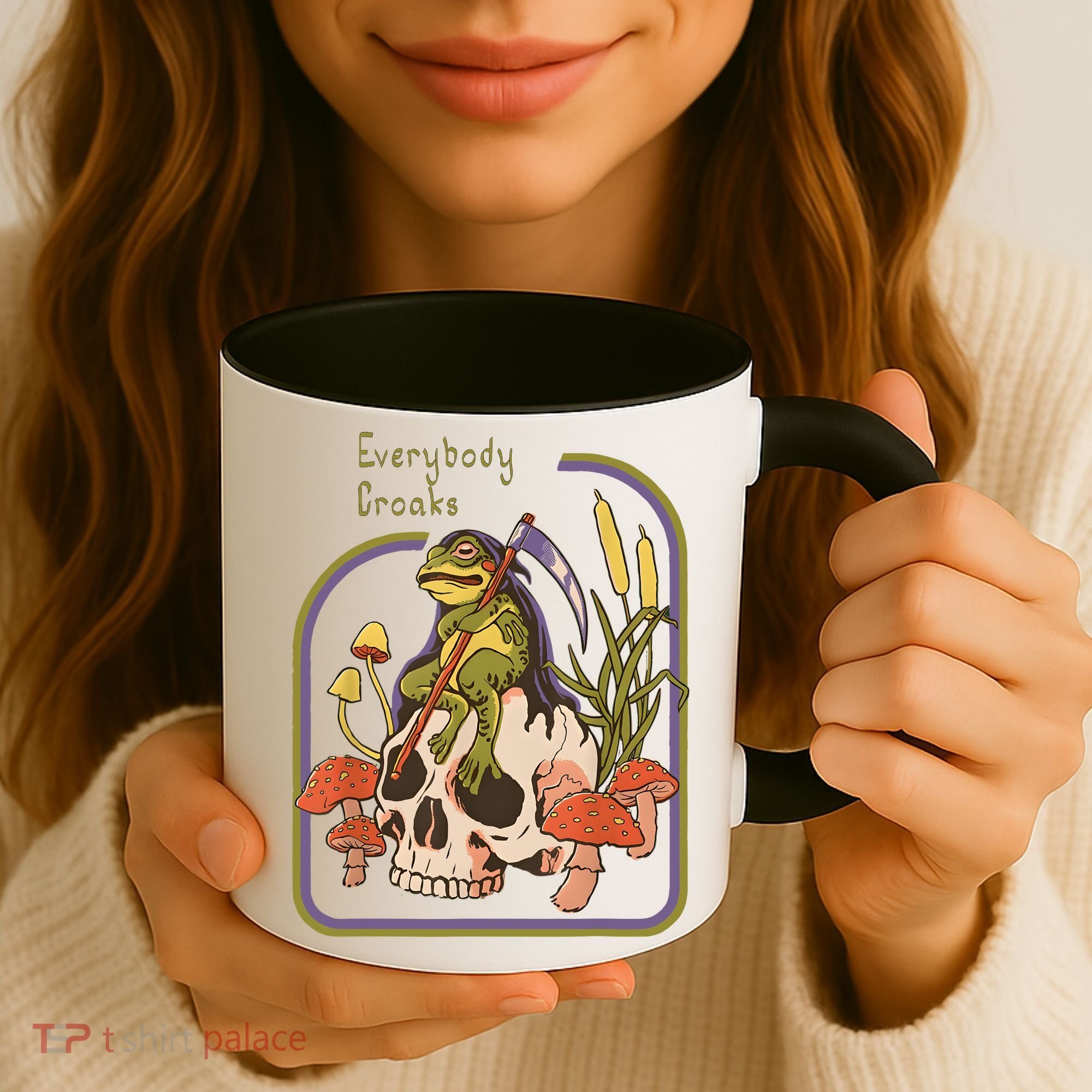 Everybody Croaks Frog Skull Mushroom Everybody Croak Coffee Mug