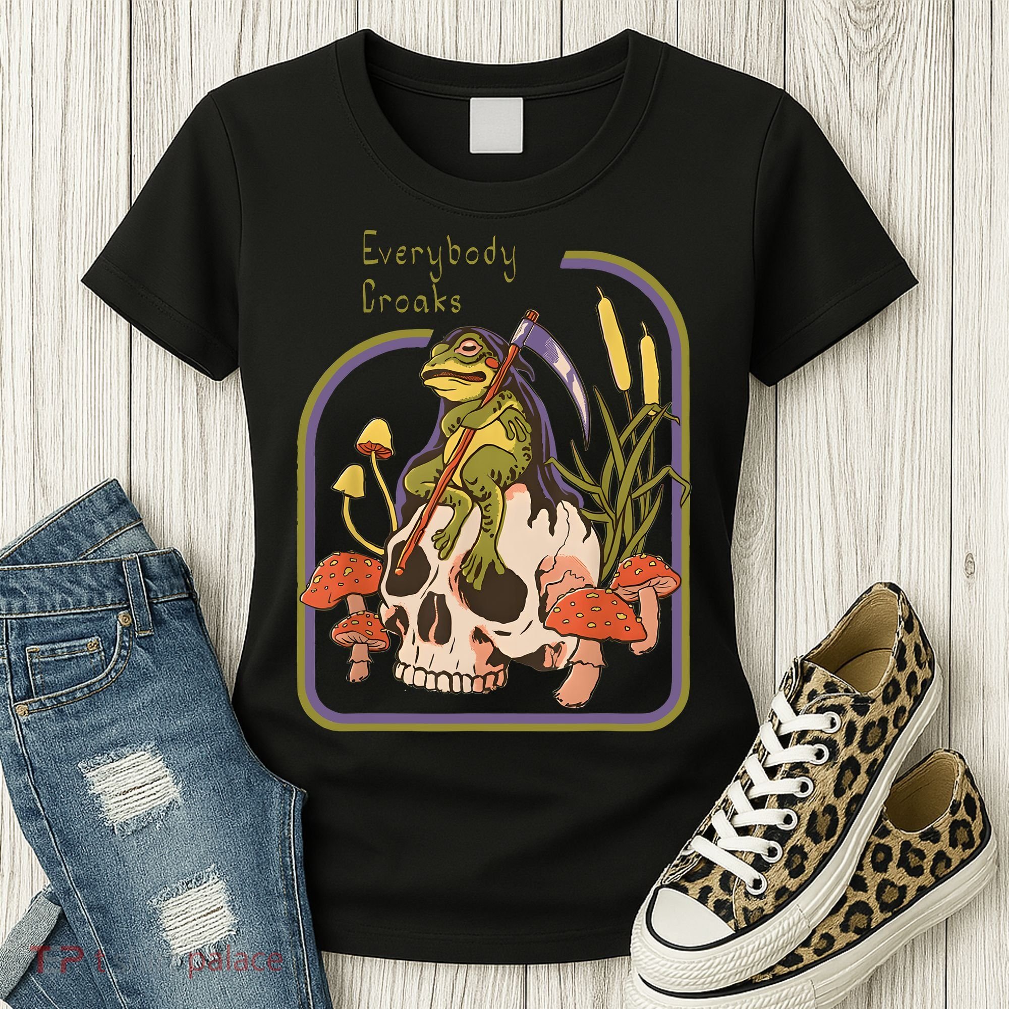 Everybody Croaks Frog Skull Mushroom Everybody Croak Women's T-Shirt