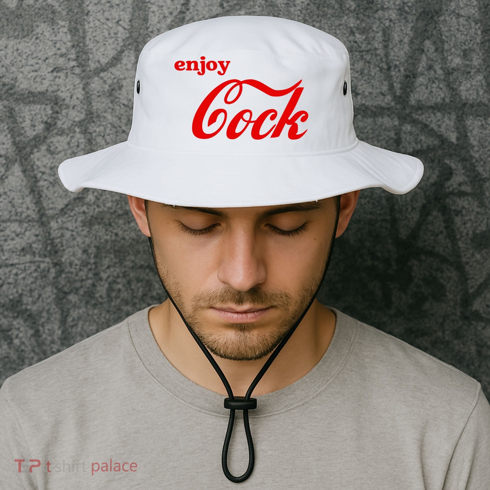 Enjoy Cock Funny Parody Logo Gift Bucket Hat