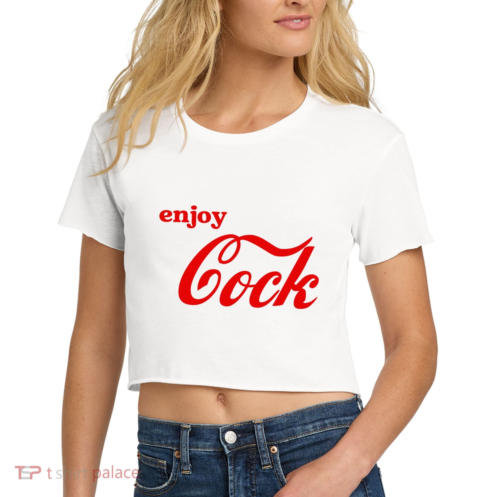 Enjoy Cock Funny Parody Logo Gift Women's Crop Top Tee
