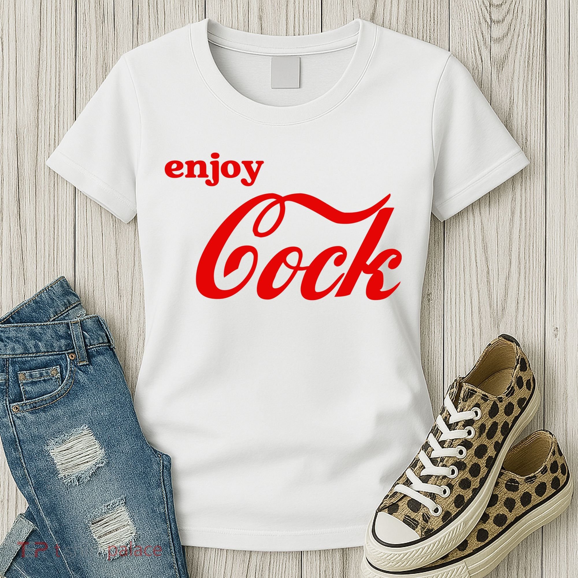 Enjoy Cock Funny Parody Logo Gift Women's T-Shirt