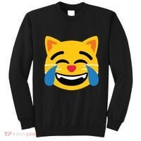 Emoticon Cat Face With Tears Of Joy Sweatshirt thumb 0