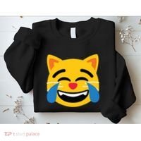 Emoticon Cat Face With Tears Of Joy Sweatshirt thumb 2