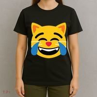 Emoticon Cat Face With Tears Of Joy T-Shirt thumb 4
