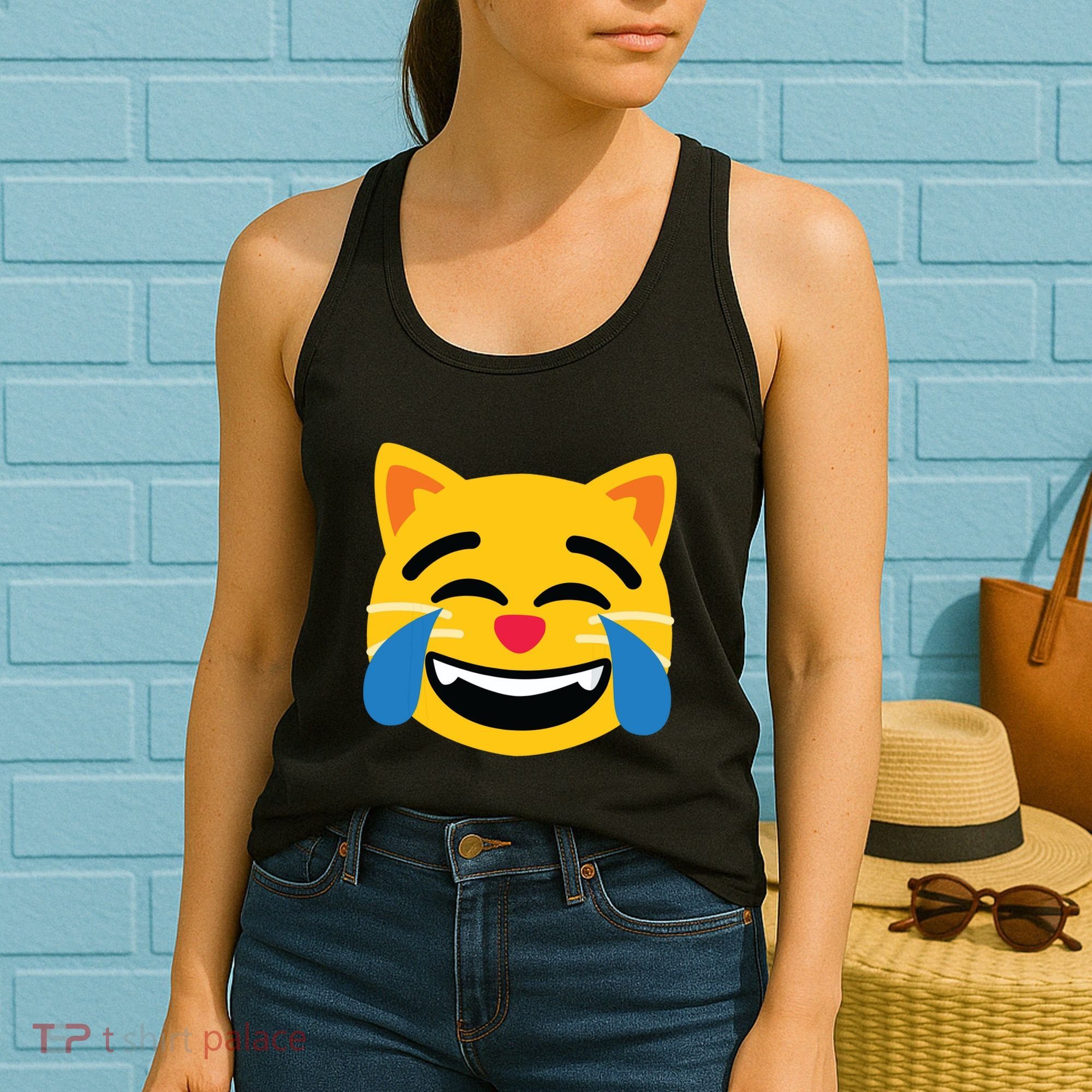 Emoticon Cat Face With Tears Of Joy Women's Tank Top