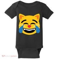 Emoticon Cat Face With Tears Of Joy Baby Bodysuit thumb 0