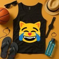 Emoticon Cat Face With Tears Of Joy Tank Top thumb 4