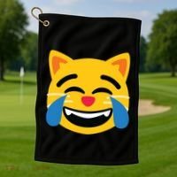 Emoticon Cat Face With Tears Of Joy Golf Towel thumb 1