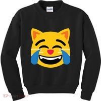 Emoticon Cat Face With Tears Of Joy Kids Sweatshirt thumb 0