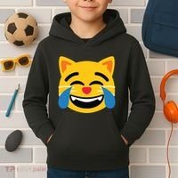 Emoticon Cat Face With Tears Of Joy Kids Hoodie thumb 2