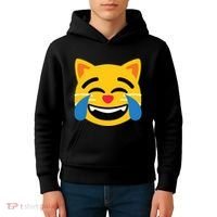 Emoticon Cat Face With Tears Of Joy Kids Hoodie thumb 4