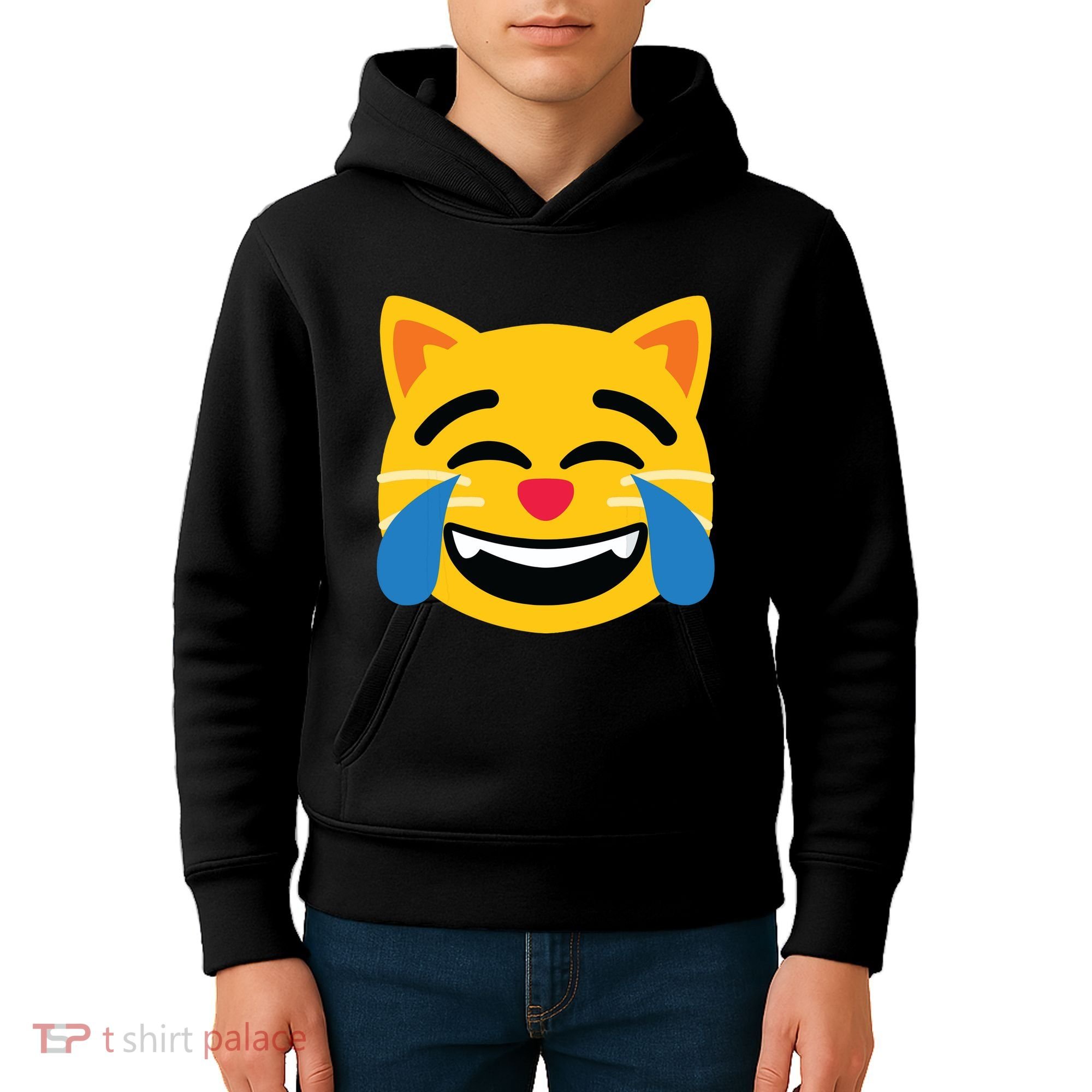 Emoticon Cat Face With Tears Of Joy Kids Hoodie