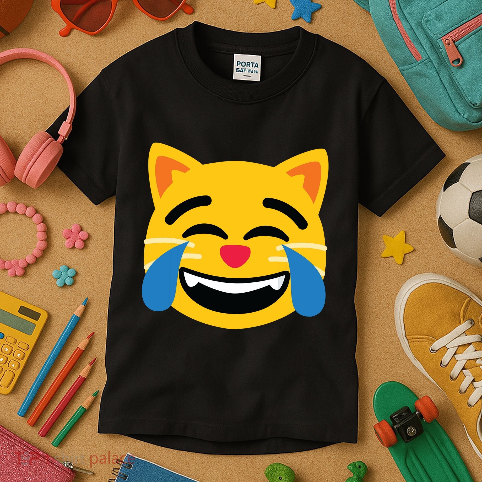 Emoticon Cat Face With Tears Of Joy Kids T-Shirt