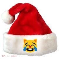 Emoticon Cat Face With Tears Of Joy Santa Hat thumb 0