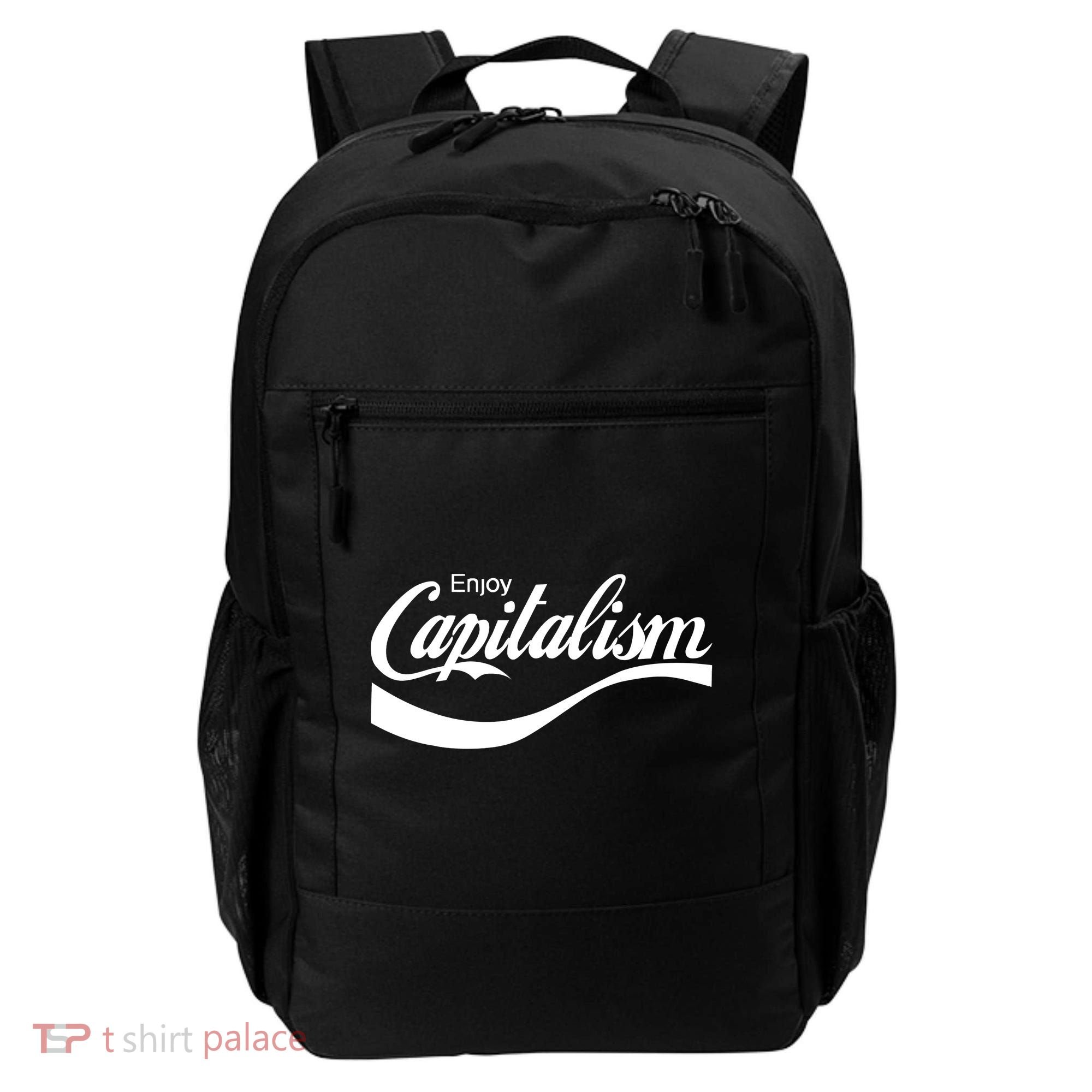 Enjoy Capitalism Funny Parody Political Humor Backpack