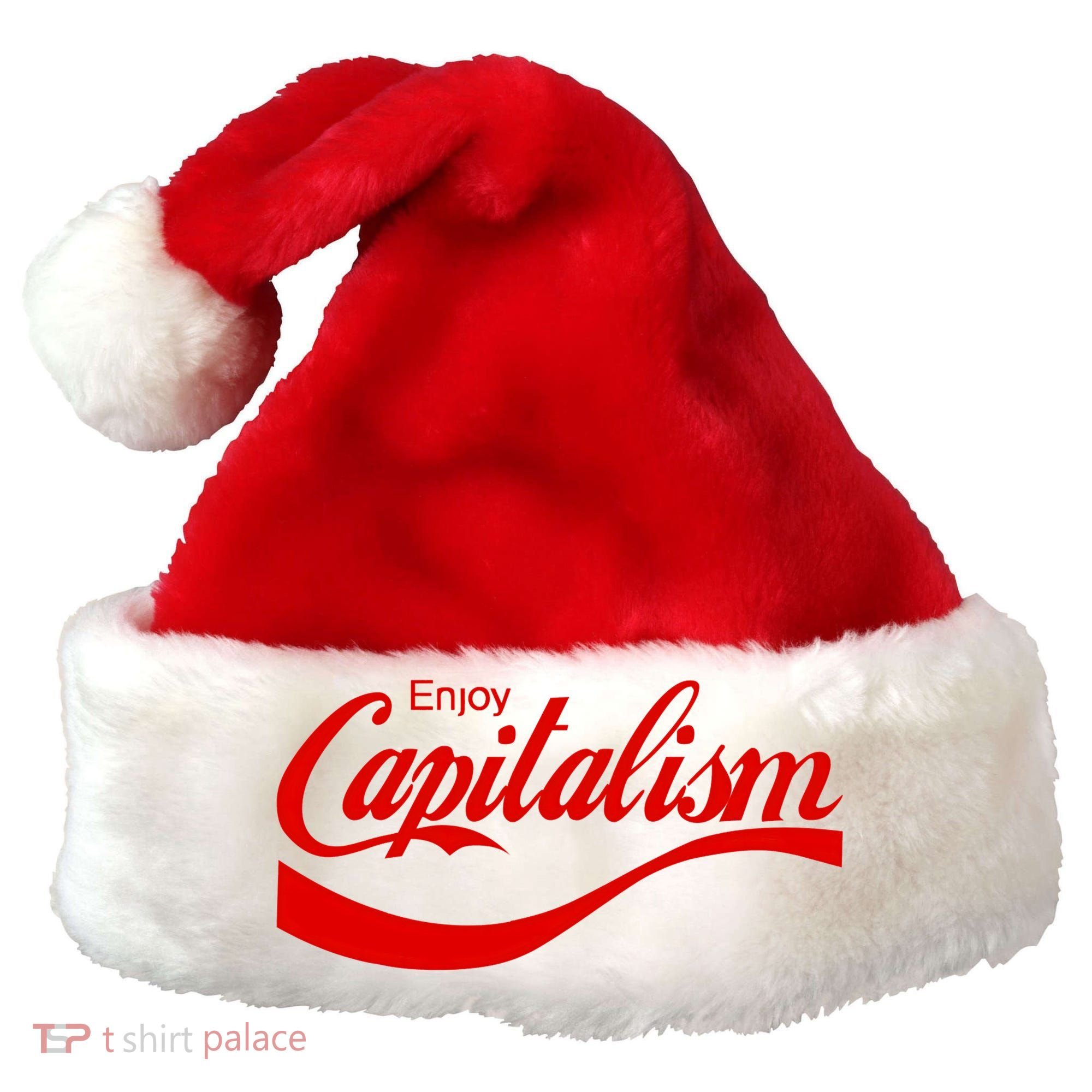 Enjoy Capitalism Funny Parody Political Humor Santa Hat