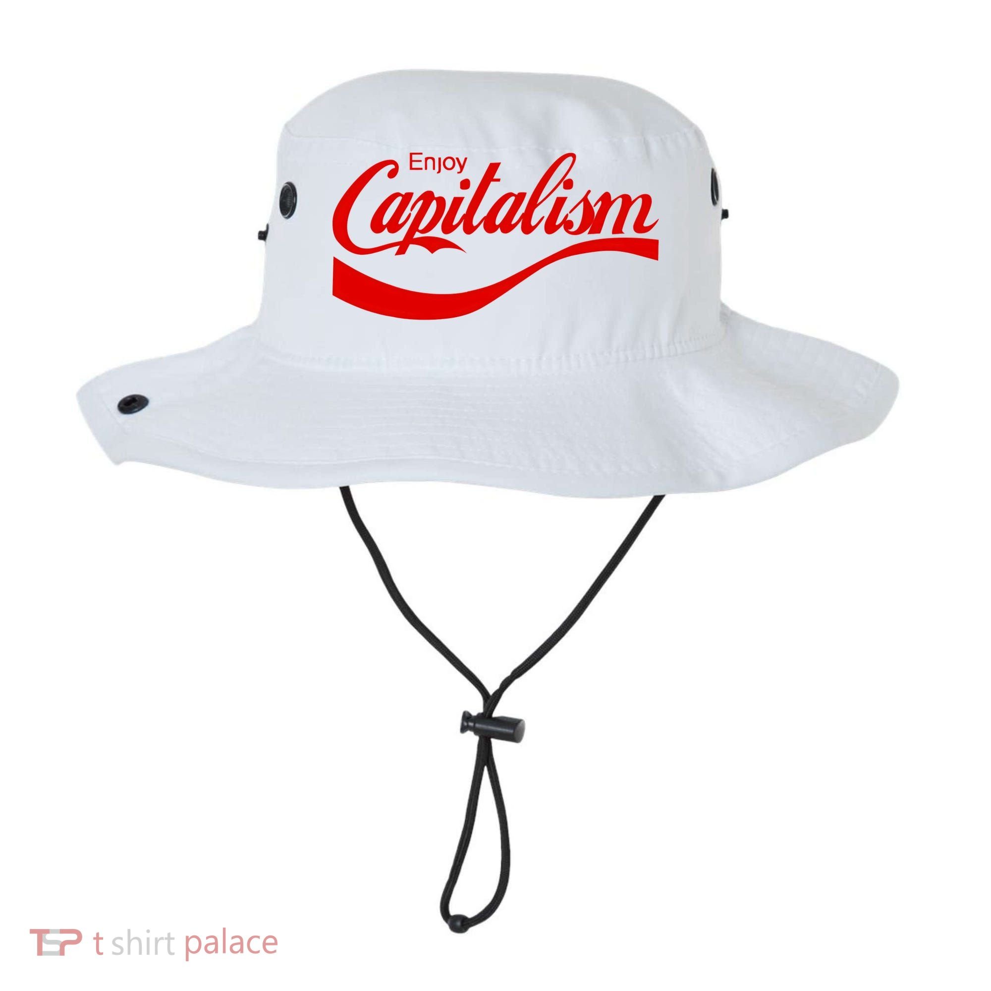 Enjoy Capitalism Funny Parody Political Humor Bucket Hat