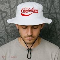 Enjoy Capitalism Funny Parody Political Humor Bucket Hat thumb 2
