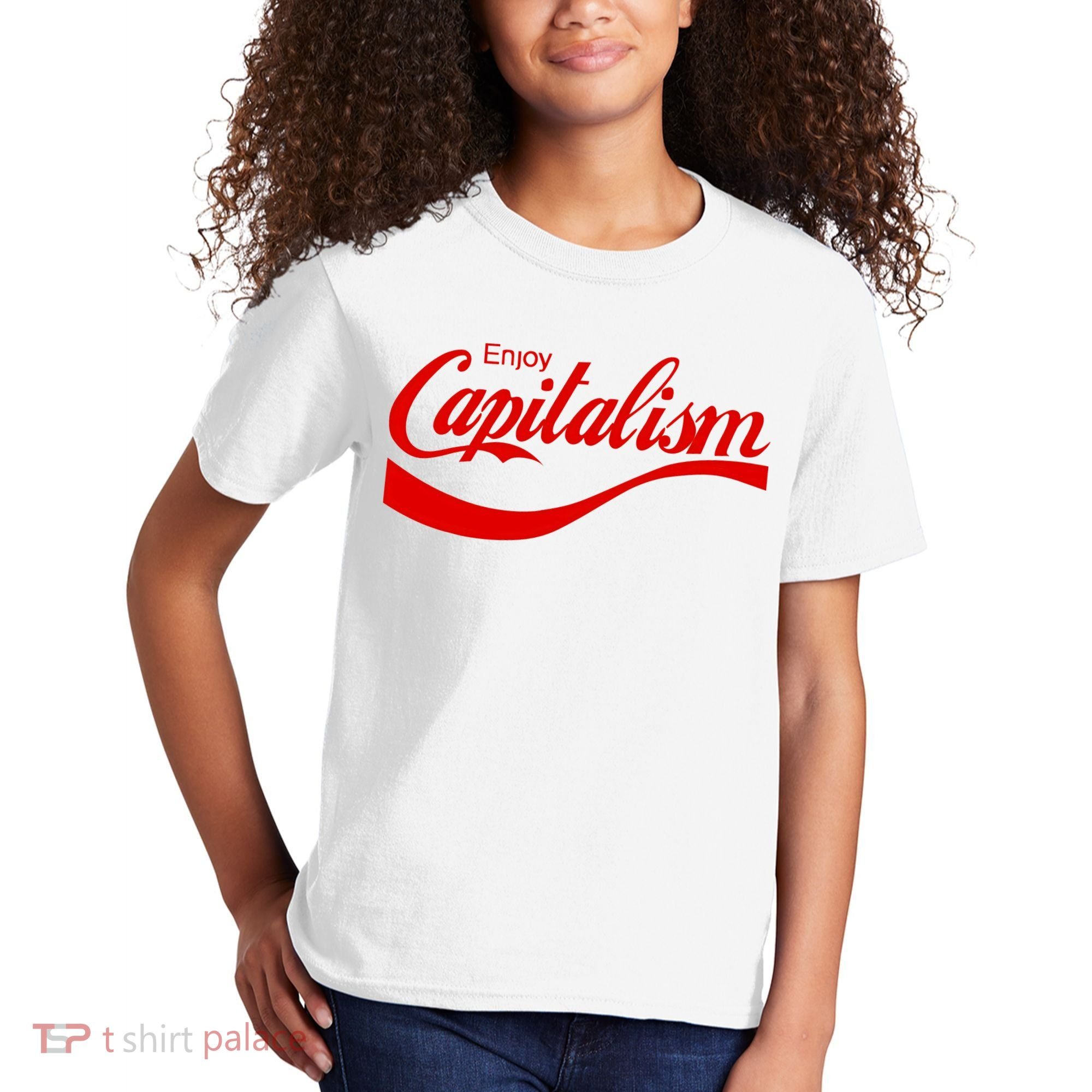 Enjoy Capitalism Funny Parody Political Humor Kids T-Shirt