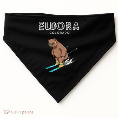 Eldora Colorado Funny Ski Grizzly Bear Gift USA-Made Doggie Bandana