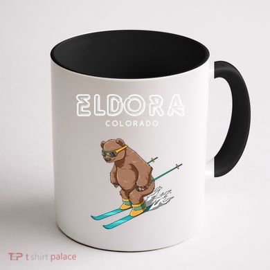 Eldora Colorado Funny Ski Grizzly Bear Gift Coffee Mug back