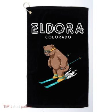 Eldora Colorado Funny Ski Grizzly Bear Gift Golf Towel