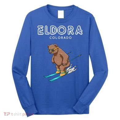 Eldora Colorado Funny Ski Grizzly Bear Gift Long Sleeve Shirt