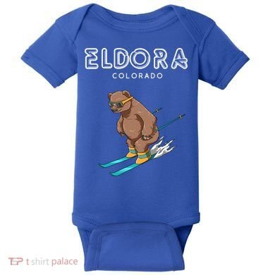 Eldora Colorado Funny Ski Grizzly Bear Gift Baby Bodysuit