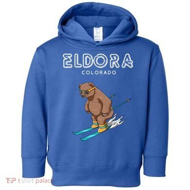 Eldora Colorado Funny Ski Grizzly Bear Gift Toddler Hoodie