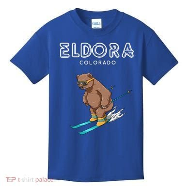 Eldora Colorado Funny Ski Grizzly Bear Gift Kids T-Shirt