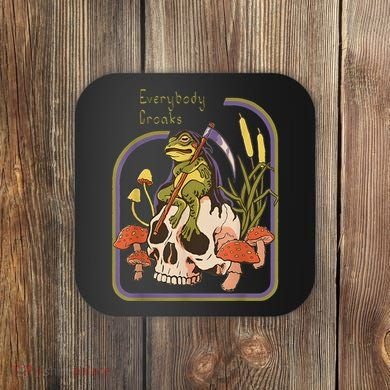 Everybody Croaks Frog Skull Mushroom - Everybody croaks Coaster