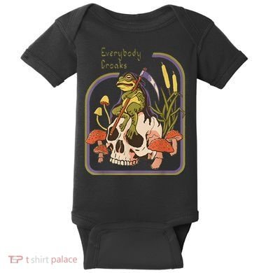 Everybody Croaks Frog Skull Mushroom - Everybody croaks Baby Bodysuit
