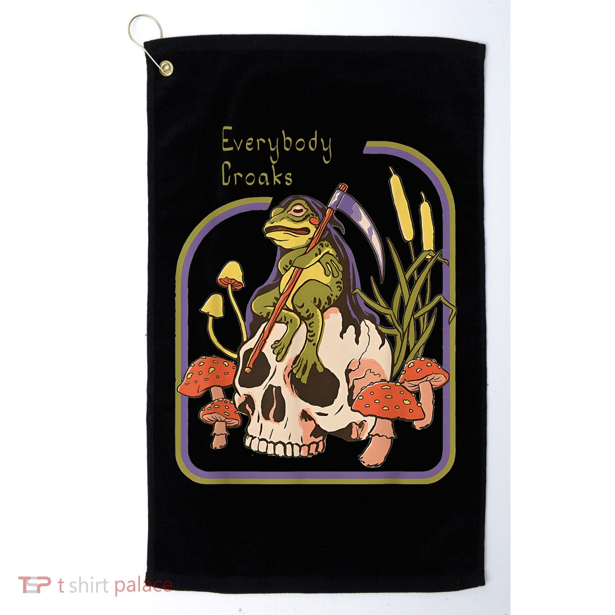 Everybody Croaks Frog Skull Mushroom - Everybody croaks Golf Towel