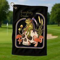 Everybody Croaks Frog Skull Mushroom - Everybody croaks Golf Towel thumb 1