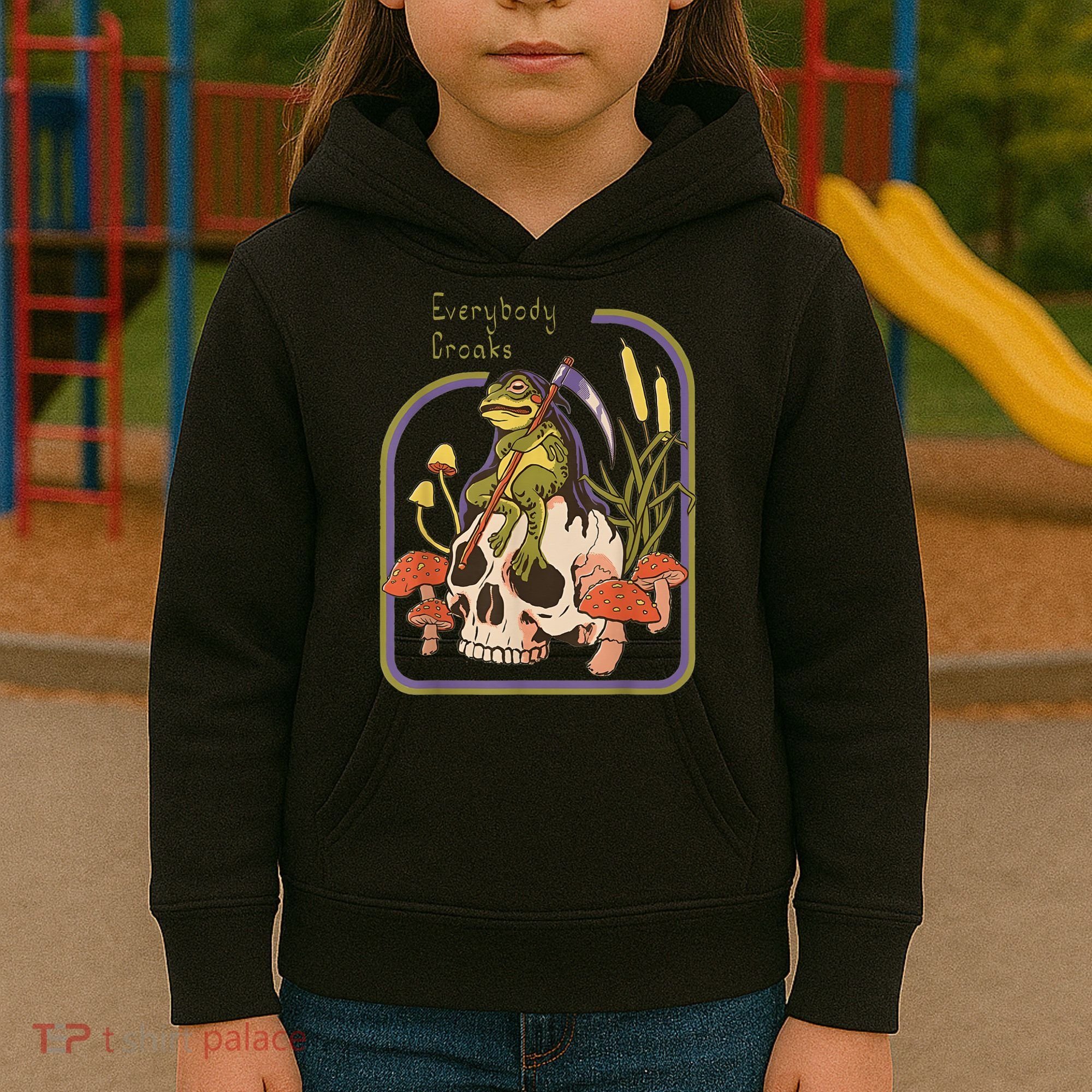 Everybody Croaks Frog Skull Mushroom - Everybody croaks Kids Hoodie
